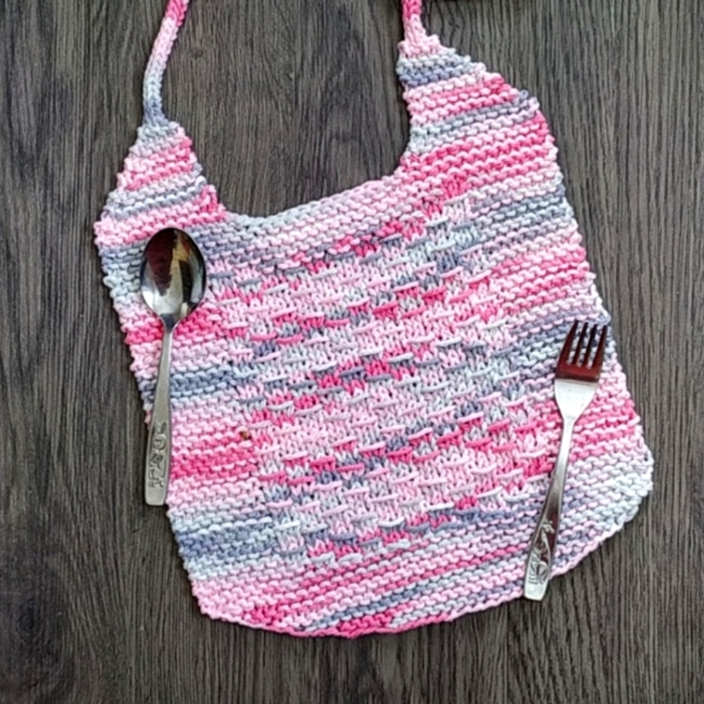 Hand Knit Cotton Bib